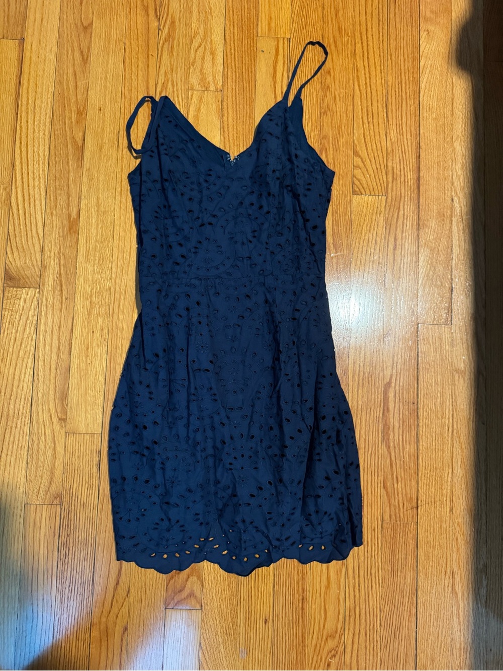 Navy Eyelet Spaghetti Strap Dress